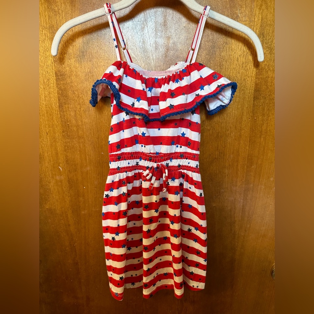Little Kids Red/White/Blue Stars & Stripes Camisole Dress